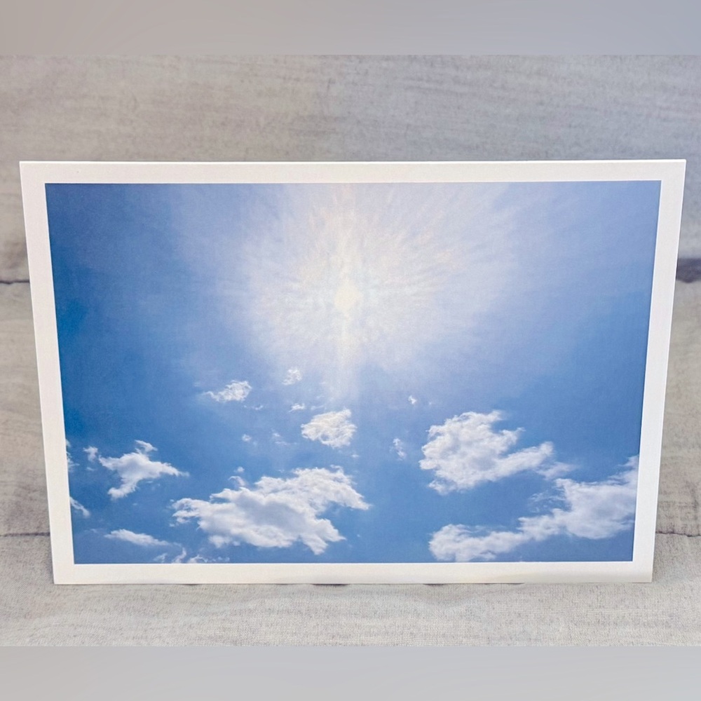 A 5X7 greeting card made from a photograph of sky on a summer day.Blank inside.